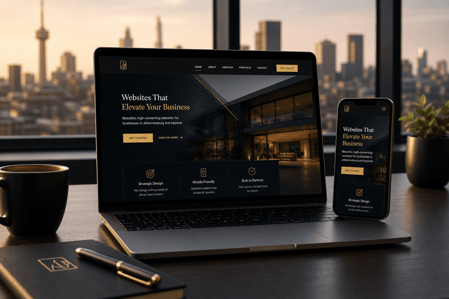 Professional landing page design on laptop and mobile for small businesses