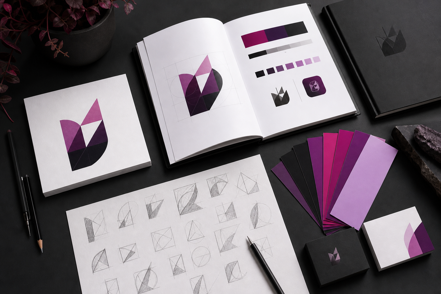 Premium brand identity mockups with logo design and stationery